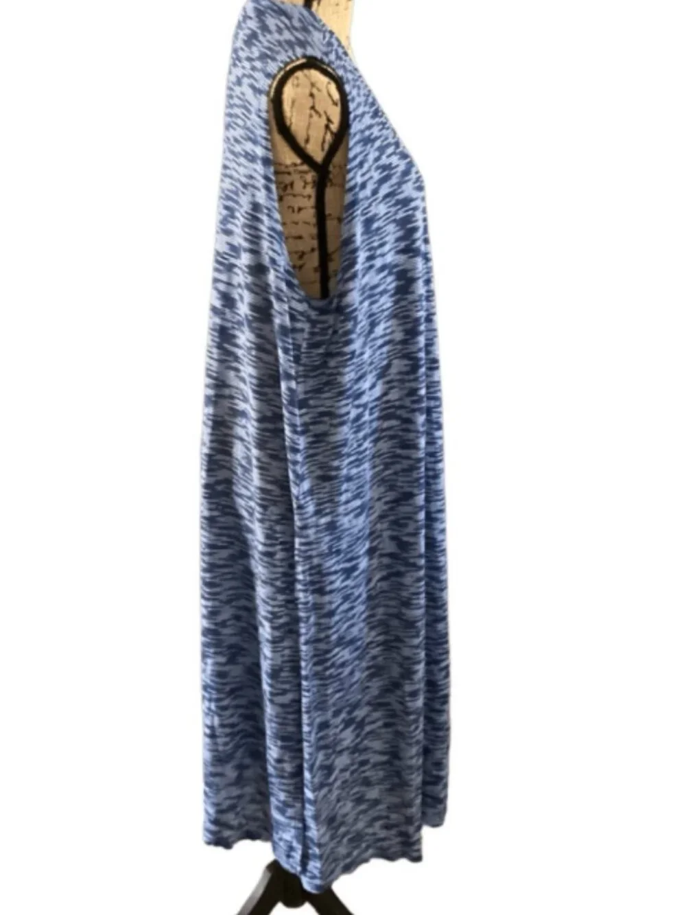 Lularoe Joy Longline Sleeveless Vest Womens L Blue Spacedye Duster Cardigan New